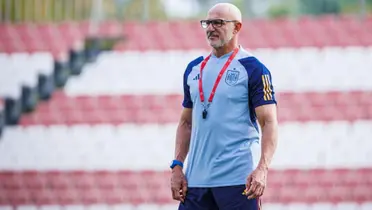 De La Fuente durante el entrenamiento de España.