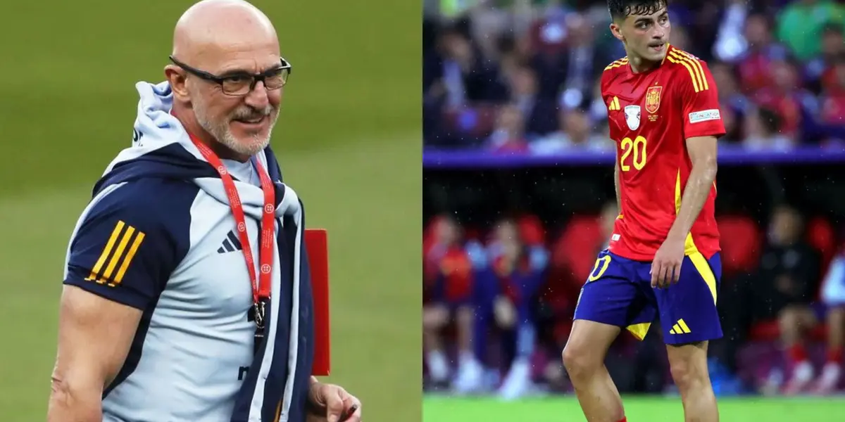 De La Fuente en el entrenamiento de España y Pedri jugando vs Georgia. (Foto: collage)