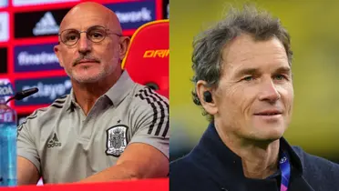 De La Fuente en rueda de prensa y Lehmann en un campo de juego como comentarista. (Foto: collage)