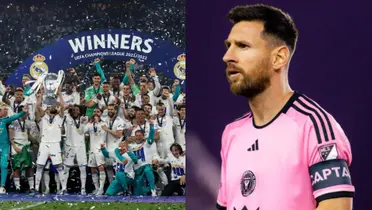 El Real Madrid levantando la Champions y Messi con la camiseta del Inter Miami.