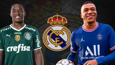 Endrick y Mbappé con la camiseta de sus anteriores equipos. (Foto: fichajes)