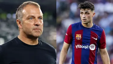 Hansi Flick y Pedri. (Foto: collage)