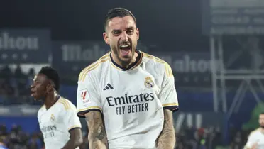 Joselu con la camiseta del Real Madrid.