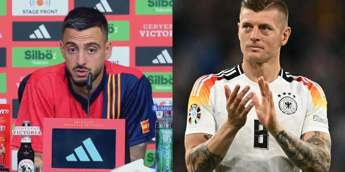 Joselu en rueda de prensa y Kroos con la camiseta de Alemania. (Foto: collage)
