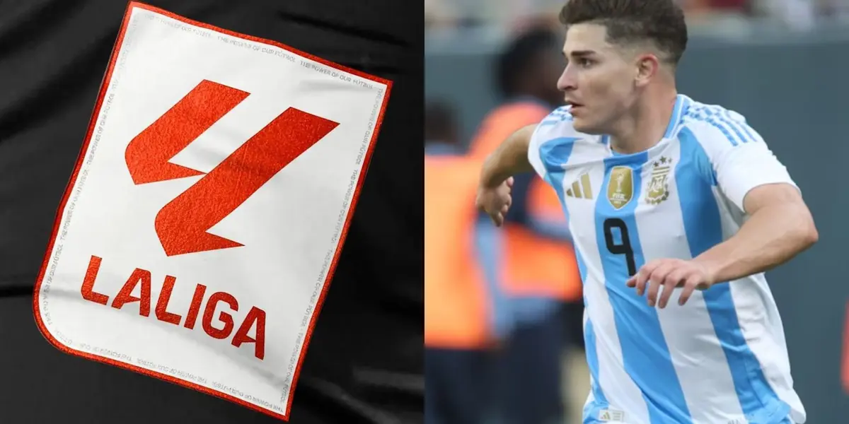 Julián Álvarez y el parche de La Liga. (Foto: collage)