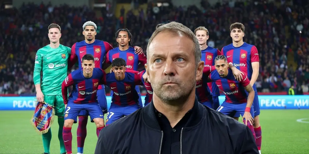 La alineación del FC Barcelona y Hansi Flick, su nuevo entrenador.