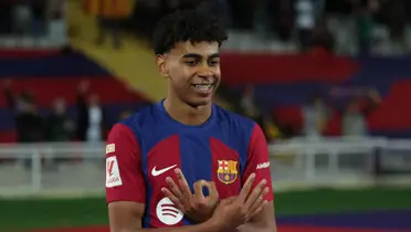 Lamine Yamal festejando un gol en el FC Barcelona. (Foto: EFE)