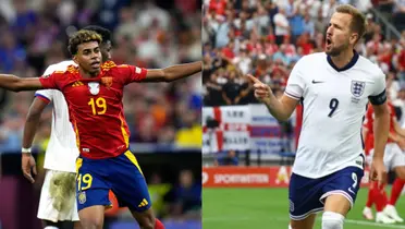 Lamine Yamal y Harry Kane festejan sus goles. (Foto: collage)