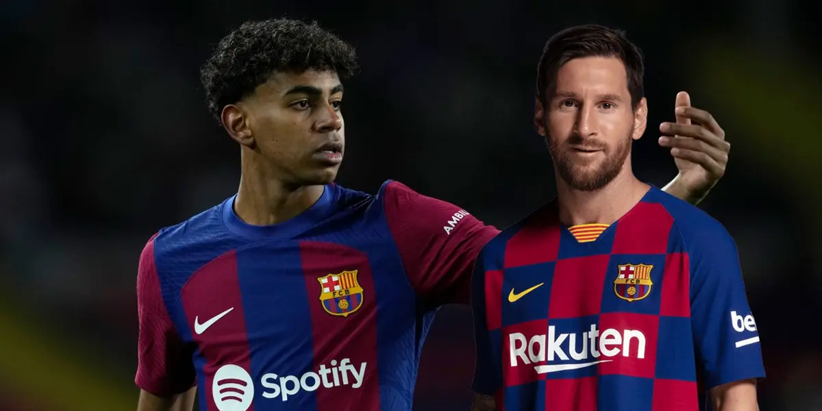 Lamine Yamal y Lionel Messi con la camiseta del FC Barcelona. (Foto: collage)