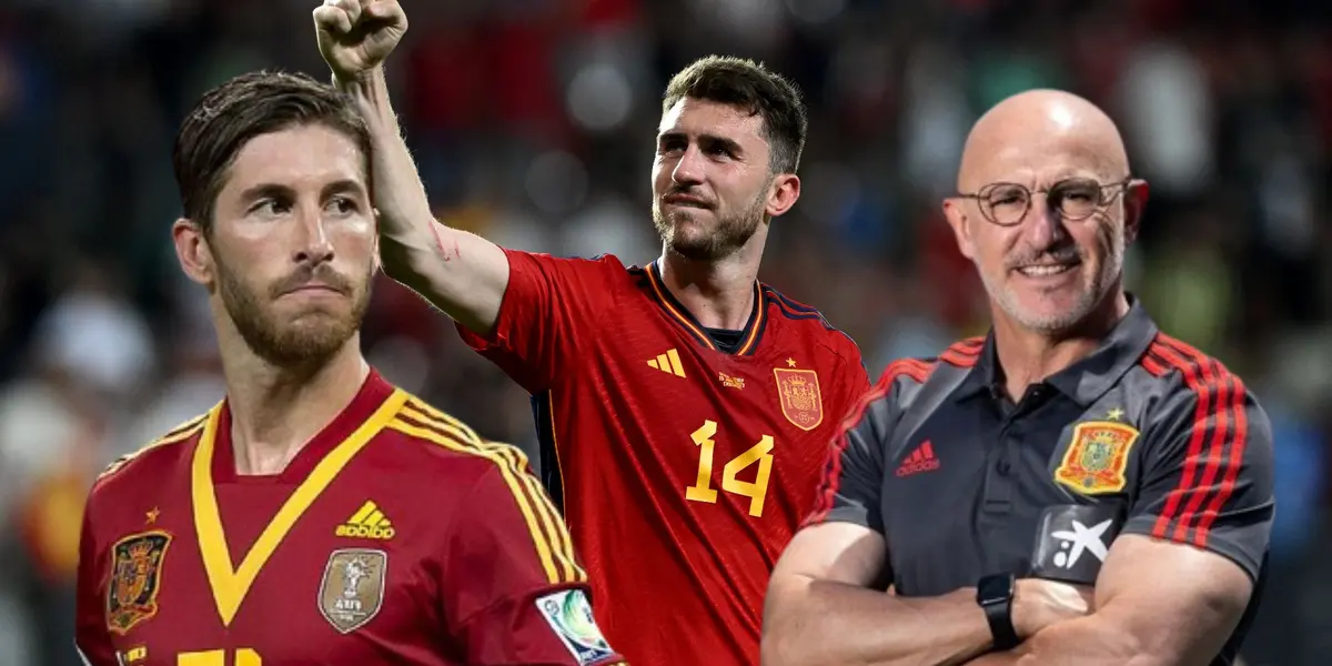 Laporte festeja con la Selección española.