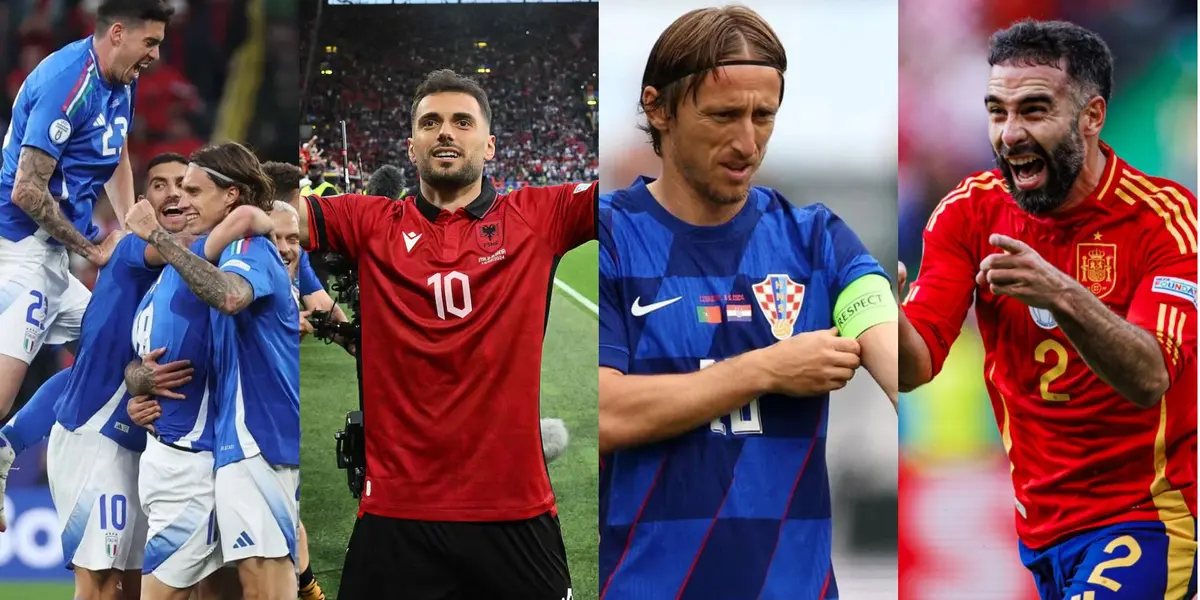 Los 4 integrantes del grupo B: Italia, Albania, Croacia y España de izquierda a derecha.