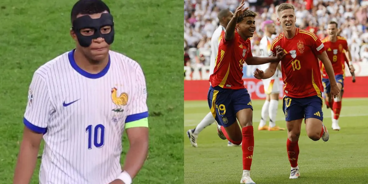 Mbappé lamenta su salida y Dani Olmo festeja su gol ante Alemania. (Foto: collage)