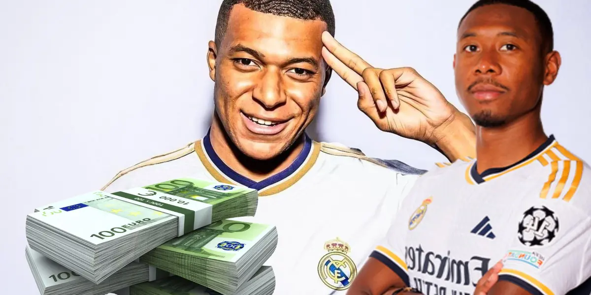 Mbappé y Alaba con la camiseta del Real Madrid.