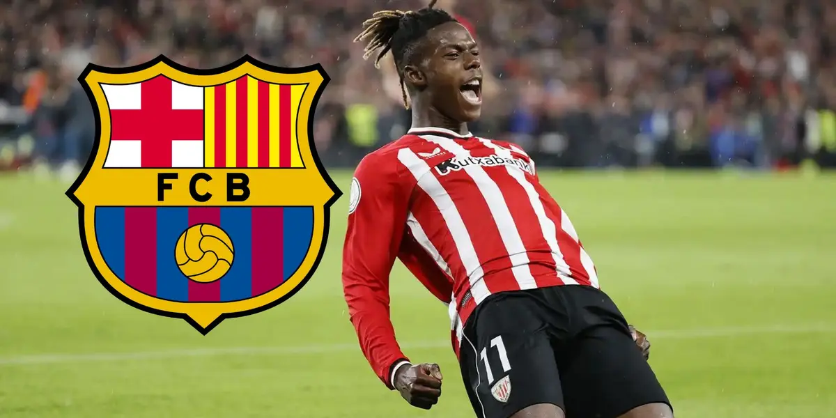 Nico Williams celebrando con la camiseta del Athletic. (Foto: EFE)