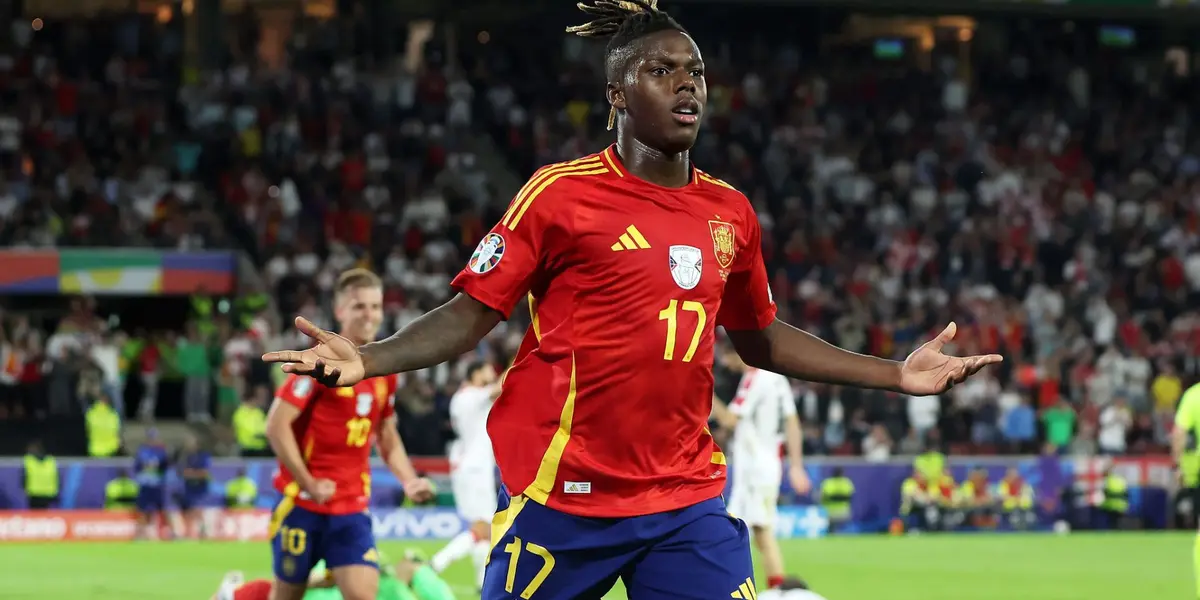 Nico Williams festeja su gol ante Georgia. (Foto: EFE)