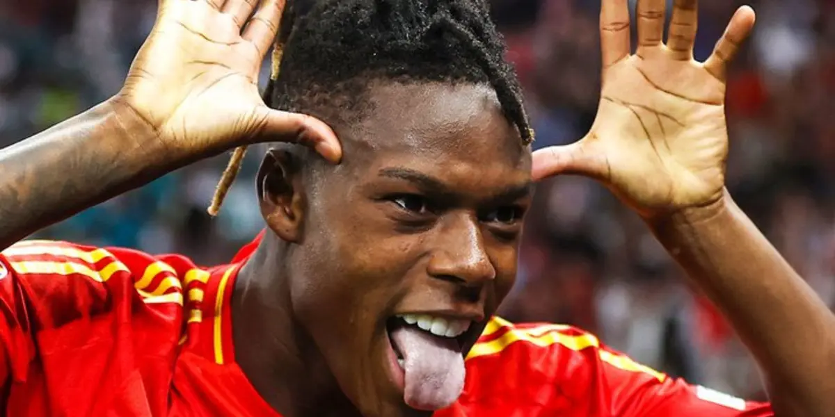 Nico Williams festeja su gol en la final ante Inglaterra. (Foto: EFE)