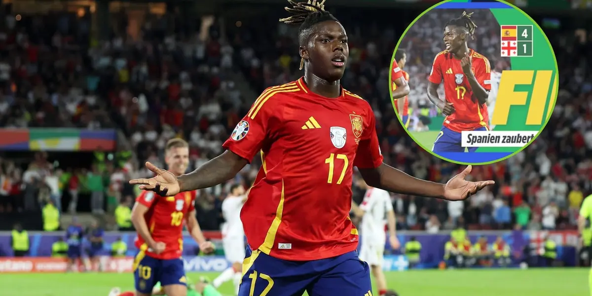 Nico Williams festejando su gol ante Georgia. (Foto: EFE)