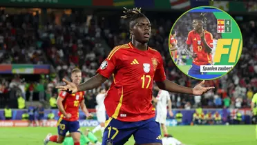 Nico Williams festejando su gol ante Georgia. (Foto: EFE)