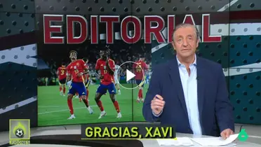 Pedrerol agradeciendo a Xavi por Lamine Yamal. (Foto: captura de La Sexta)