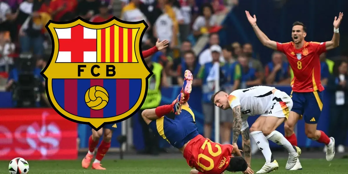 Pedri cae ante la infracción de Toni Kroos. (Foto: EFE)