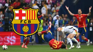 Pedri cae ante la infracción de Toni Kroos. (Foto: EFE)