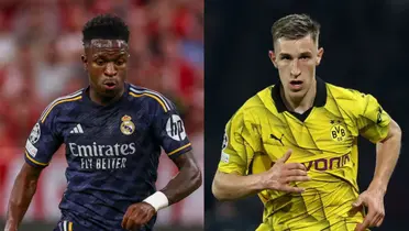 Vinicius con la camiseta del Real Madrid y Nico Schlotterbeck con la del Borussia.